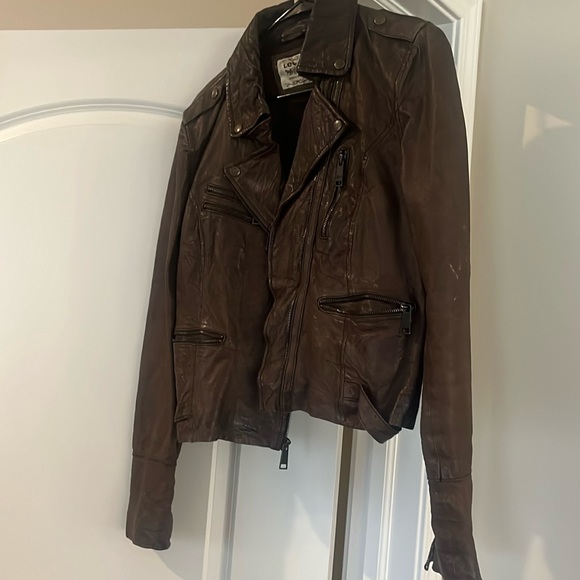 Genuine distressed brown leather Levi jacket - Picture 2 of 8